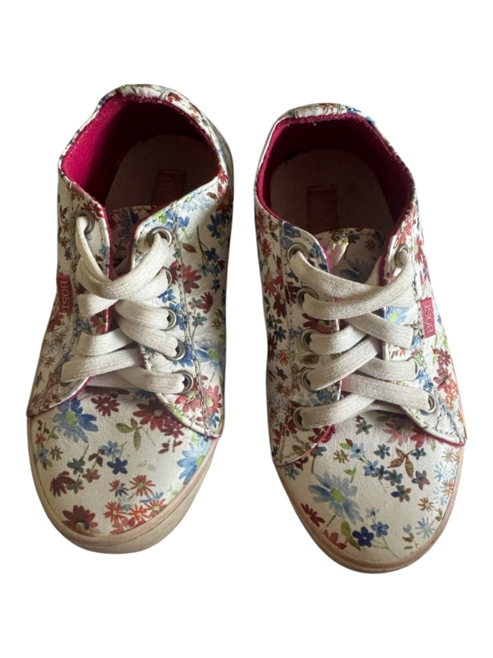Bosi Bambino Floral Canvas Kids Sneakers - Cream with Pink Lining